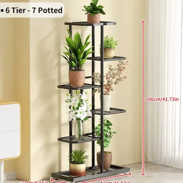 Plantestativer^Planteholder, 6 niveauer, metal konstruktion,6lag-sort