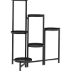 Planteholder 6 niveauer med bakker sammenklappelig 80 cm metal sort Plantestativer