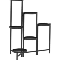 Sale Planteholder 6 niveauer med bakker sammenklappelig 80 cm metal sort Plantestativer