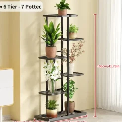 Plantestativer^Planteholder, 6 til 8 niveauer, metal konstruktion,6-sort