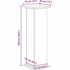 Sale Planteholder i konstrueret træ - Moderne plante stativ | Farve: Sort | Størrelse: 33x33x100 cm Plantestativer