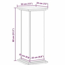 Plantestativer^Planteholder i konstrueret træ - Elegant plante stativ | Farve: Sort | Størrelse: 33x33x80 cm