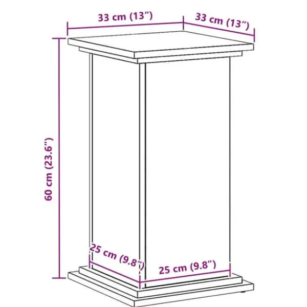 Plantestativer^Planteholder i sort eg - Moderne plante stativ | Størrelse: 33x33x60 cm