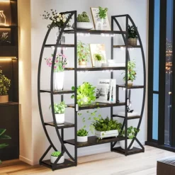Online Planteholder, Industrielt Design, 5-Lags Opbevaring,XL, med lys Plantestativer