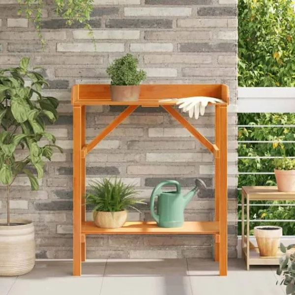 Plantestativer^Planteholder med hylder i massivt fyrretræ - Stativ til planter | Farve: Brun | Størrelse: 75x40x90 cm