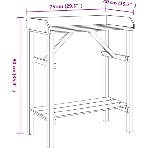 Plantestativer^Planteholder med hylder i massivt fyrretræ - Stativ til planter | Farve: Brun | Størrelse: 75x40x90 cm