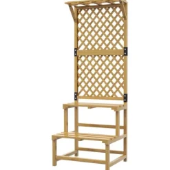 Discount Planteholder træ 2 niveauer med espalier 60x50x166 cm gul til have/terrasse Plantestativer