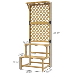 Discount Planteholder træ 2 niveauer med espalier 60x50x166 cm gul til have/terrasse Plantestativer