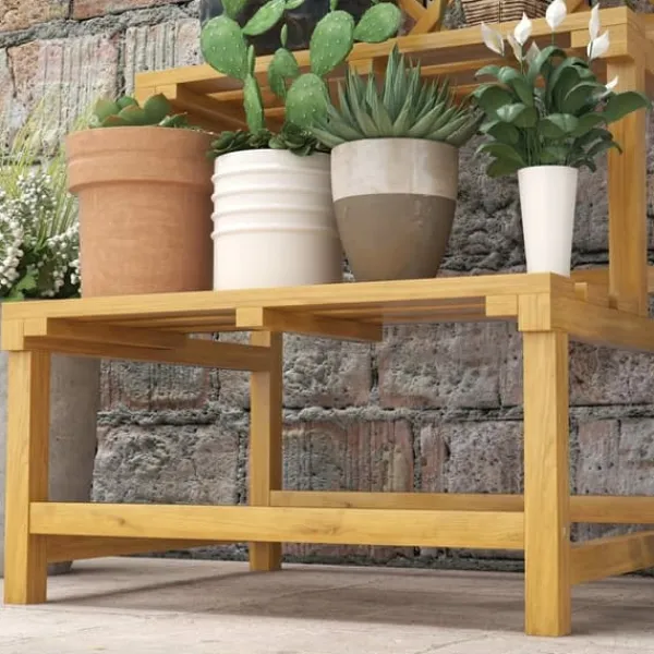 Discount Planteholder træ 2 niveauer med espalier 60x50x166 cm gul til have/terrasse Plantestativer