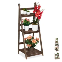 Plantestativer^Planteholder, Træ, 160x41x49 cm, Brun