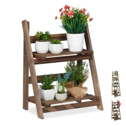 Plantestativer^Planteholder, Træ, 160x41x49 cm, Brun