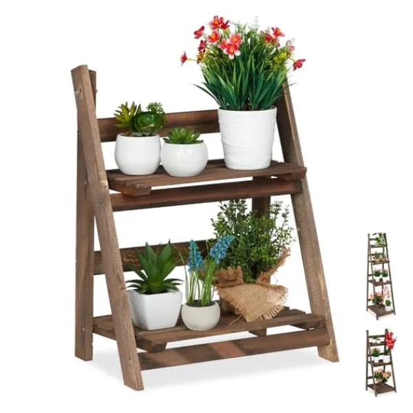 Plantestativer^Planteholder, Træ, 160x41x49 cm, Brun
