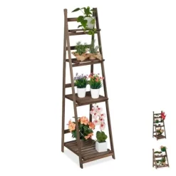 Plantestativer^Planteholder, Træ, 160x41x49 cm, Brun