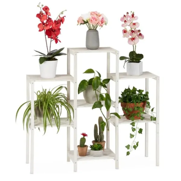 Plantestativer^Planteholder, Træ, 70x89x26,5 cm, Hvid