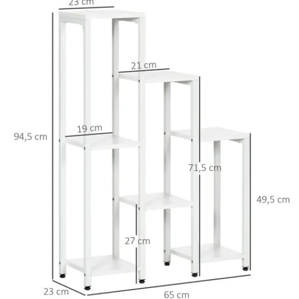 Plantestativer^Planteholder, 65x23x94,5 cm, Hvid