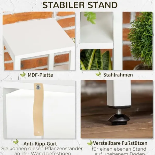Plantestativer^Planteholder, 65x23x94,5 cm, Hvid