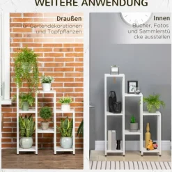 Plantestativer^Planteholder, 65x23x94,5 cm, Hvid