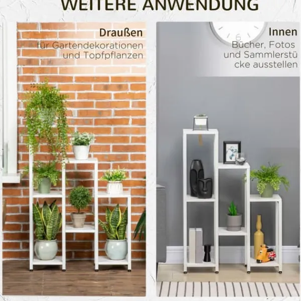Plantestativer^Planteholder, 65x23x94,5 cm, Hvid