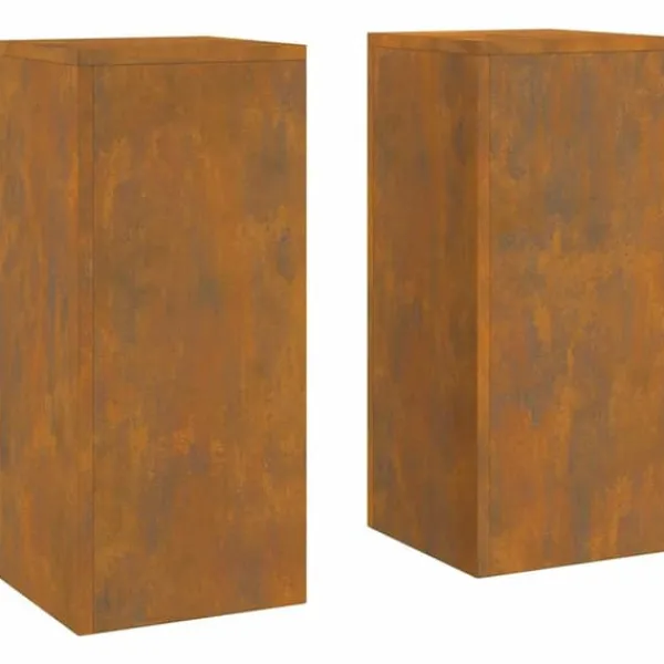 Plantestativer^Planteholdere 2 stk - Minimalistisk design i forvitret stål | Størrelse: 24x24x55 cm