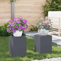 Best Planteholdere 2 stk - Minimalistisk Stål | Farve: Antracit | Størrelse: 24x24x35 cm Plantestativer