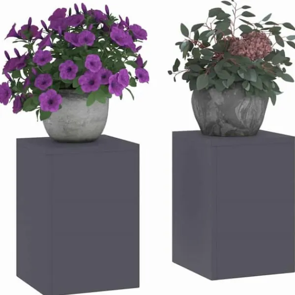 Best Planteholdere 2 stk - Minimalistisk Stål | Farve: Antracit | Størrelse: 24x24x35 cm Plantestativer