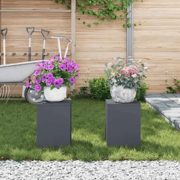 Best Planteholdere 2 stk - Minimalistisk Stål | Farve: Antracit | Størrelse: 24x24x35 cm Plantestativer