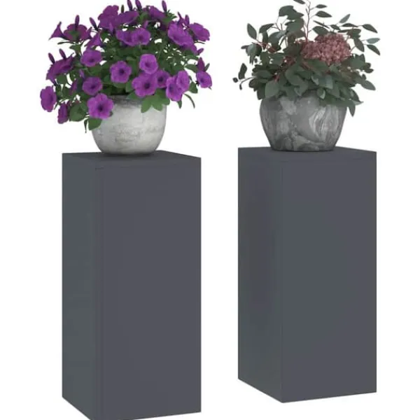 Plantestativer^Planteholdere 2 stk - Minimalistisk Stål | Farve: Antracit | Størrelse: 24x24x55 cm