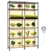 Clearance Plantehylde - 6-etagers Dobbeltrækket Plantestativ - 180 cm Højt - Med Hjul - Timer - 200W Fuldspektrum Vækstlys - Til Indendørs Planter - Frøopstart | CDON Plantestativer