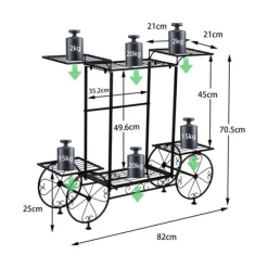 Online Plantehylde i vognstil - Blomsterreol - 6 Niveauer - Metal - Parisisk Stil - Inde/ude - Sort Plantestativer