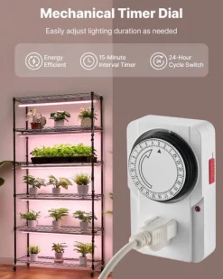 New Plantehylde med vækstlampe - 6-lags plantestativ - Højde 180 cm - Hjul - Timer - Vækstlys 150 W 3800K fuldspektrum - Metal stativ - Til frøopstart Plantestativer