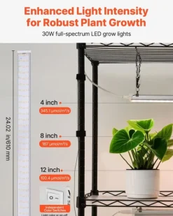 Kit Til Plante- & Urtedyrkning^Plantehylde Med Vækstlampe - Indendørs Plantestativ - 4 Niveauer - 150 cm Højt - Med Hjul - 90 W 3-Farvet Fuldspektrum - Til Frøspiring