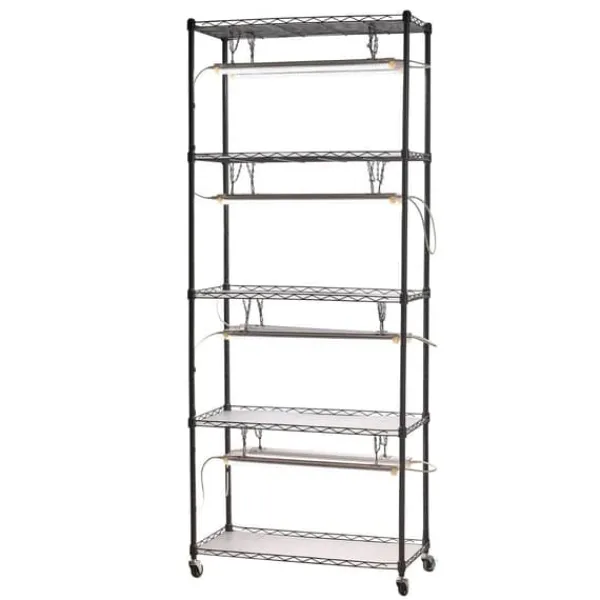 Kit Til Plante- & Urtedyrkning^Plantehylde med vækstlys - Indendørs plantestativ på hjul - 180 cm Høj - 192 W 5000 K Fuldspektret - Kraftigt Metal - Til Frøspiring