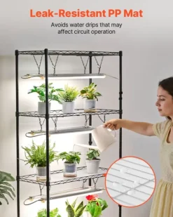 Kit Til Plante- & Urtedyrkning^Plantehylde med vækstlys - Indendørs plantestativ på hjul - 180 cm Høj - 192 W 5000 K Fuldspektret - Kraftigt Metal - Til Frøspiring