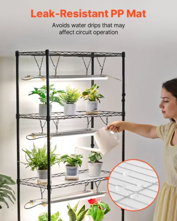 Kit Til Plante- & Urtedyrkning^Plantehylde med vækstlys - Indendørs plantestativ på hjul - 180 cm Høj - 192 W 5000 K Fuldspektret - Kraftigt Metal - Til Frøspiring