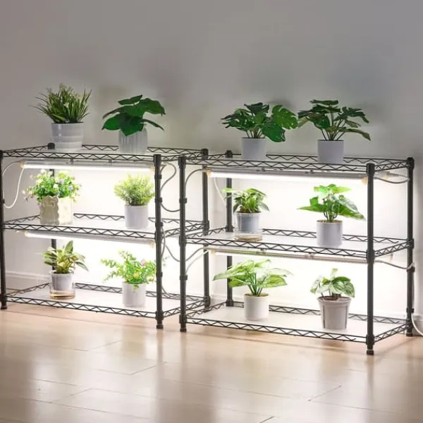 Kit Til Plante- & Urtedyrkning^Plantehylde med vækstlys - Indendørs plantestativ på hjul - 180 cm Høj - 192 W 5000 K Fuldspektret - Kraftigt Metal - Til Frøspiring