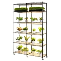 New Plantehylde, 6-niveaus dobbelt række indendørs planteholder, 120x35x180 cm, metal Plantestativer