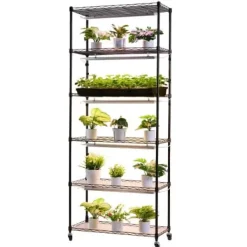 Hot Plantehylde, 6-niveaus indendørs planteholder med vækstlys, 75x35x180 cm Plantestativer