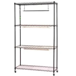 Plantestativer^Plantehylde, 4-niveaus indendørs planteholder med vækstlys, 90x35x150 cm, metal