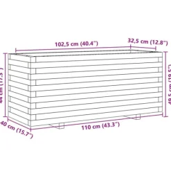 Plantningsbænke^Plantekasse i fyrretræ - Imprægneret og robust | Størrelse: 110x40x49,5 cm