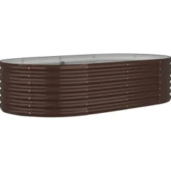 Plantningsbænke^Plantekasse i galvaniseret stål - Højbed til have og terrasse | Størrelse: 152x80x36 cm | Farve: Brun