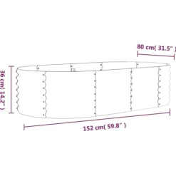 Plantningsbænke^Plantekasse i galvaniseret stål - Højbed til have og terrasse | Størrelse: 152x80x36 cm | Farve: Brun