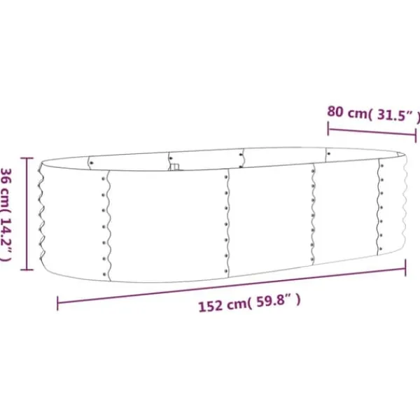 Plantningsbænke^Plantekasse i galvaniseret stål - Højbed til have og terrasse | Størrelse: 152x80x36 cm | Farve: Brun