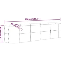 Plantningsbænke^Plantekasse i galvaniseret stål - Højbed til have og terrasse | Størrelse: 296x80x68 cm | Farve: Antracitgrå