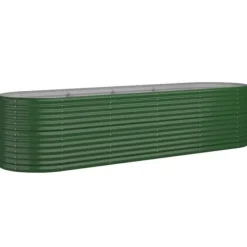 Plantningsbænke^Plantekasse i galvaniseret stål - Holdbar og vejrbestandig | Størrelse: 296x80x68 cm | Farve: Grøn