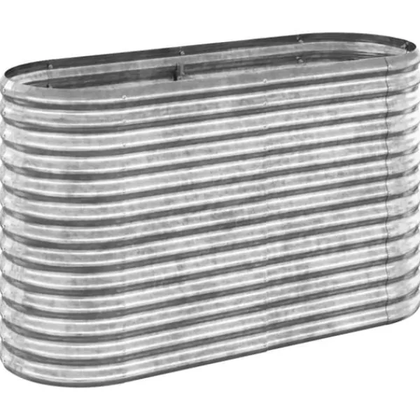 Plantningsbænke^Plantekasse i galvaniseret stål - Højbed | Størrelse: 114x40x68 cm | Farve: Sølv