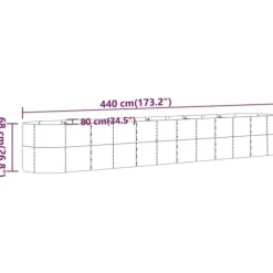 Plantekasse i galvaniseret stål - Højbed til haven | Størrelse: 440x80x68 cm | Farve: Brun Plantningsbænke