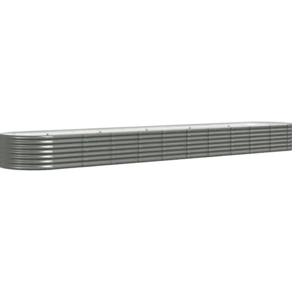 New Plantekasse i galvaniseret stål - Højbed til haven | Størrelse: 440x80x36 cm | Farve: Grå Plantningsbænke