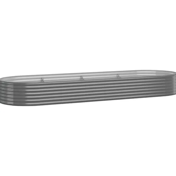 Plantningsbænke^Plantekasse i galvaniseret stål - Højbed | Størrelse: 322x100x36 cm | Farve: Grå