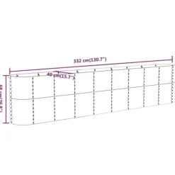 Online Plantekasse i galvaniseret stål - Højbed til haven | Størrelse: 332x40x68 cm | Farve: Sølv Plantningsbænke