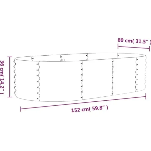 Hot Plantekasse i galvaniseret stål - Højbed til haven | Størrelse: 152x80x36 cm | Farve: Grå Plantningsbænke